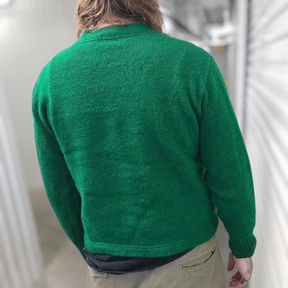 VTG 1960s Wool Cardigan Ken Connor Green Men's M 42 Knit Button Front Pocket USA - Picture 3 of 9